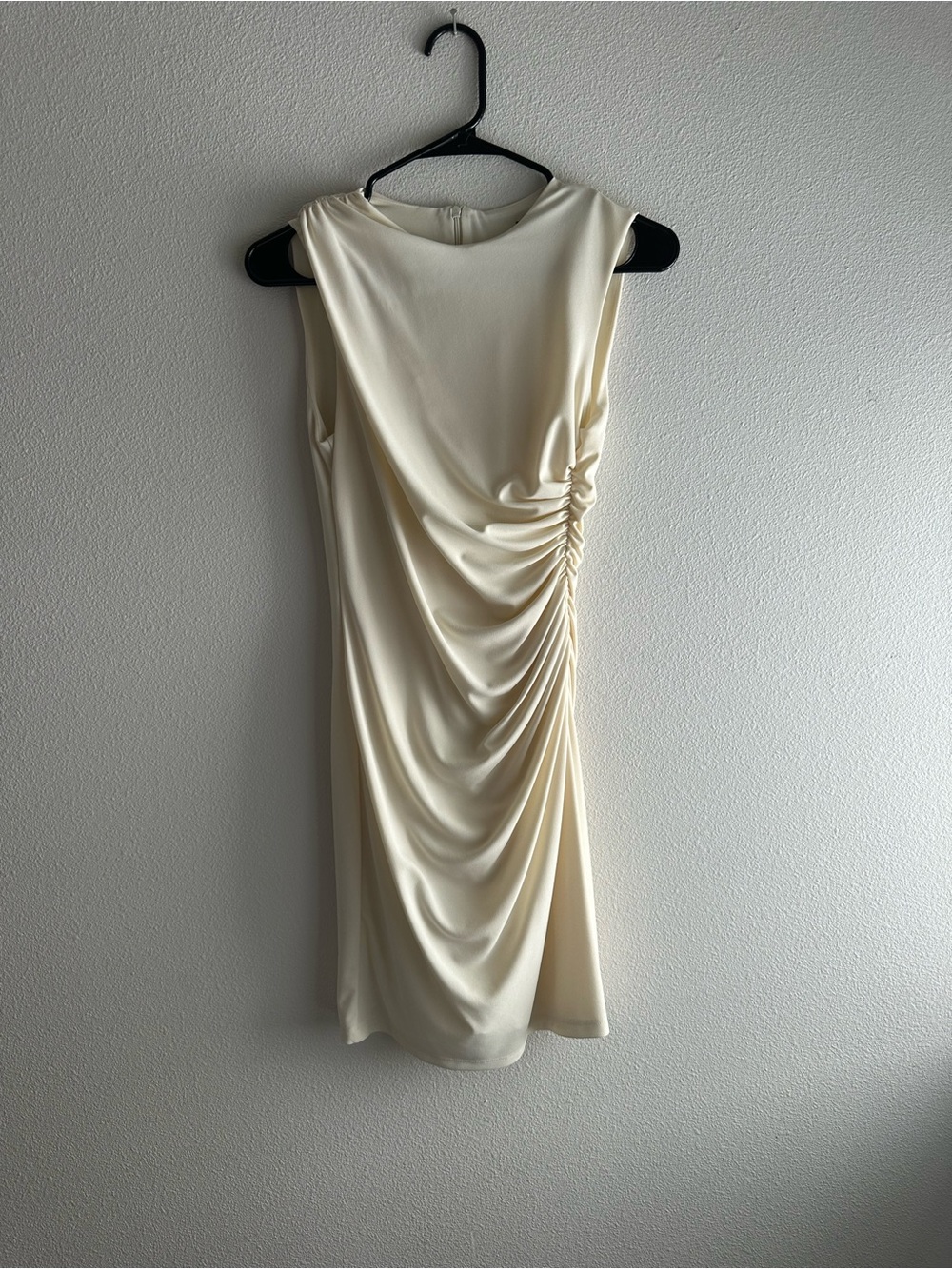 Zara Sleeveless white  Ruched Side Dress